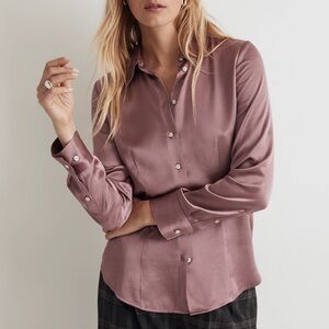 Madewell Darted Button-Up Shirt in Satin